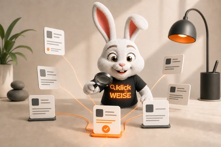 Klickweise-Maskottchen visualisiert Antwortrate in einer eigenständigen Mess- und Analyseszene.